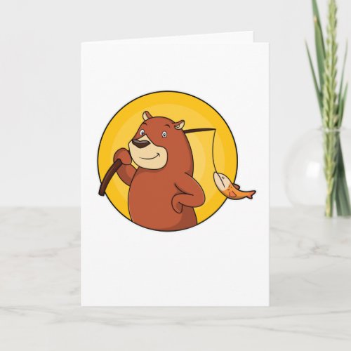Bear as Angler with Fish Card