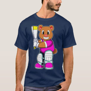 Bear as Batsman with Cricket bat T-Shirt