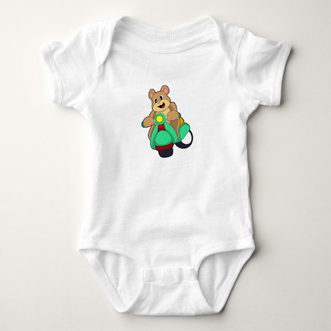 Bear as Biker with Scooter.PNG Baby Bodysuit (Front)