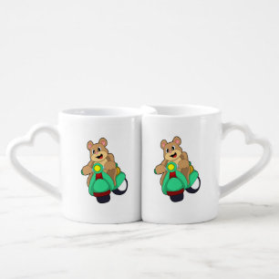 Bear as Biker with Scooter.PNG Coffee Mug Set