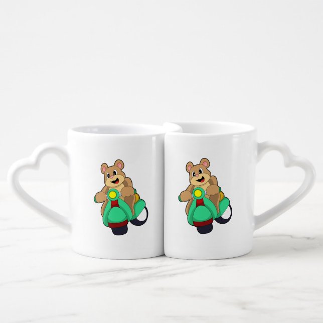 Bear as Biker with Scooter.PNG Coffee Mug Set (Front Nesting)