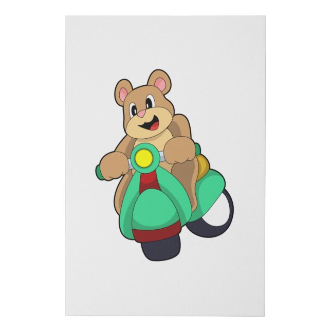 Bear as Biker with Scooter.PNG Faux Canvas Print (Front)