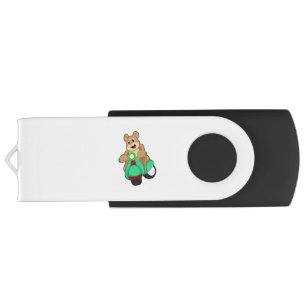 Bear as Biker with Scooter.PNG Flash Drive