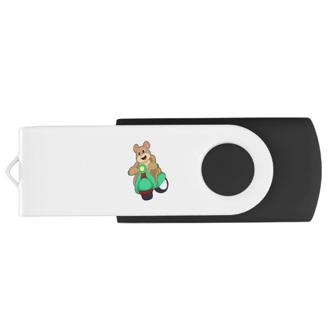 Bear as Biker with Scooter.PNG Flash Drive (Back)