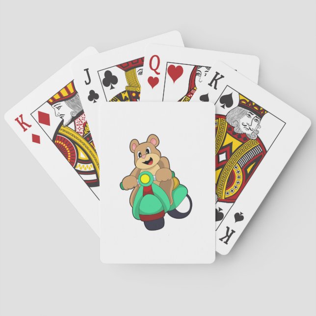 Bear as Biker with Scooter.PNG Poker Cards (Back)