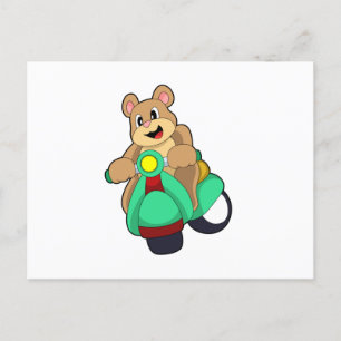 Bear as Biker with Scooter.PNG Postcard