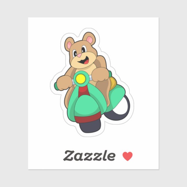 Bear as Biker with Scooter.PNG Sticker (Sheet)