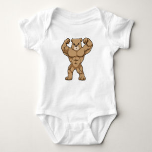 Bear as Bodybuilder with big Muscles Baby Bodysuit