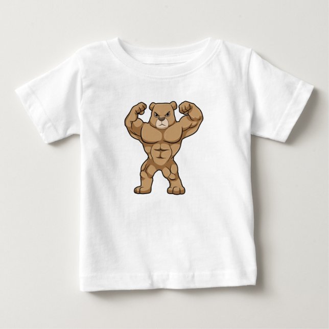 Bear as Bodybuilder with big Muscles Baby T-Shirt (Front)