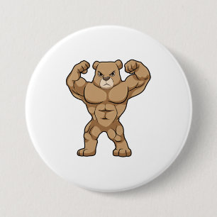 Bear as Bodybuilder with big Muscles Button