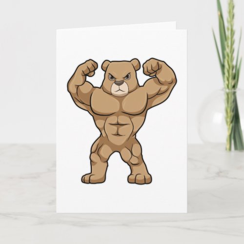 Bear as Bodybuilder with big Muscles Card