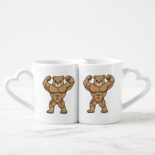 Bear as Bodybuilder with big Muscles Coffee Mug Set