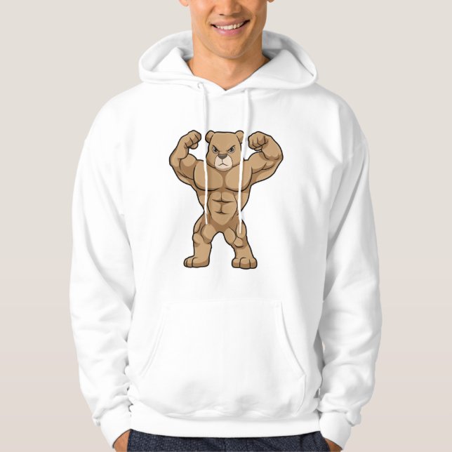 Bear as Bodybuilder with big Muscles Hoodie (Front)