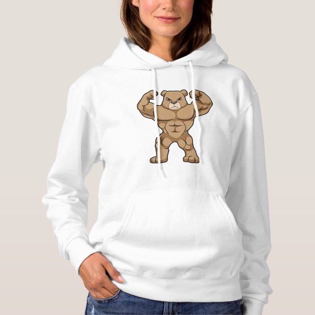 Bear as Bodybuilder with big Muscles Hoodie (Front)