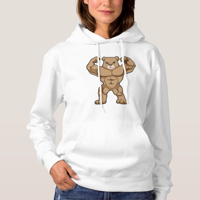 Bear as Bodybuilder with big Muscles Hoodie (Front)
