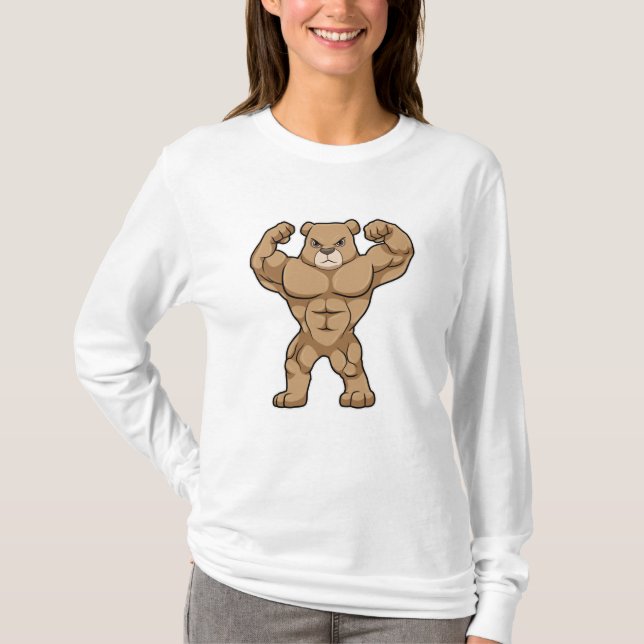 Bear as Bodybuilder with big Muscles T-Shirt (Front)