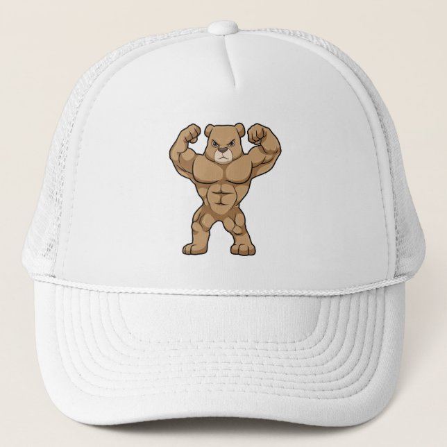 Bear as Bodybuilder with big Muscles Trucker Hat (Front)
