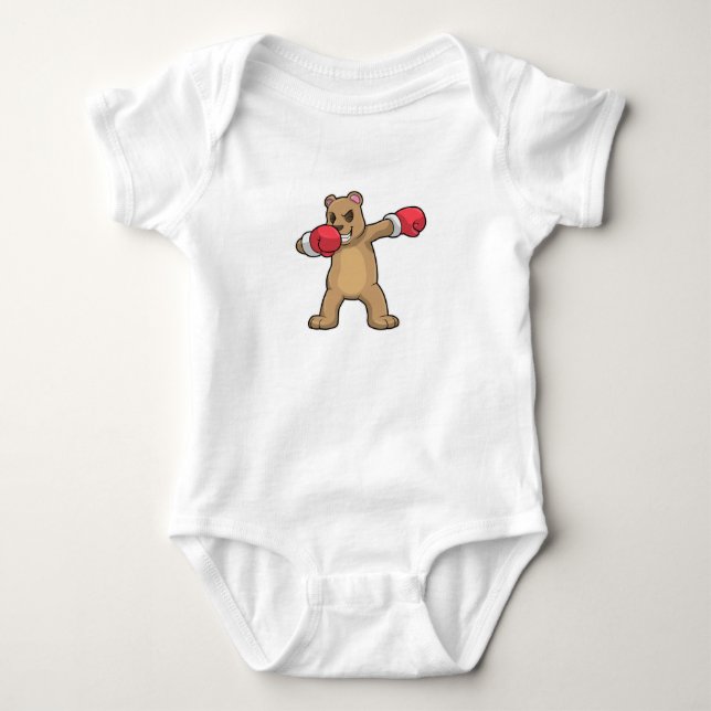 Bear as Boxer at Boxing & Hip Hop Dance Dab Baby Bodysuit (Front)
