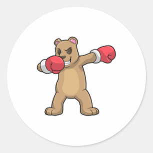 Bear as Boxer at Boxing & Hip Hop Dance Dab Classic Round Sticker