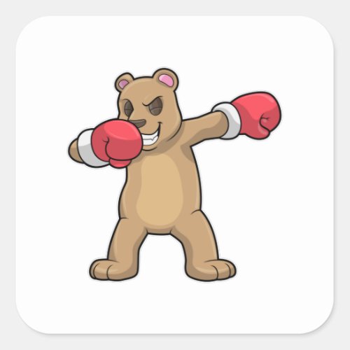 Bear as Boxer at Boxing  Hip Hop Dance Dab Square Sticker