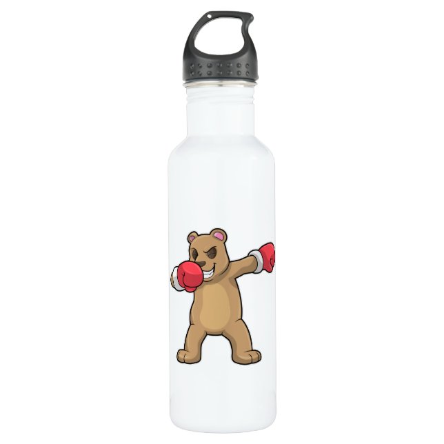 Bear as Boxer at Boxing & Hip Hop Dance Dab Stainless Steel Water Bottle (Front)