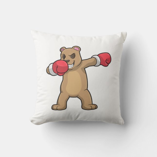 Bear as Boxer at Boxing & Hip Hop Dance Dab Throw Pillow (Front)
