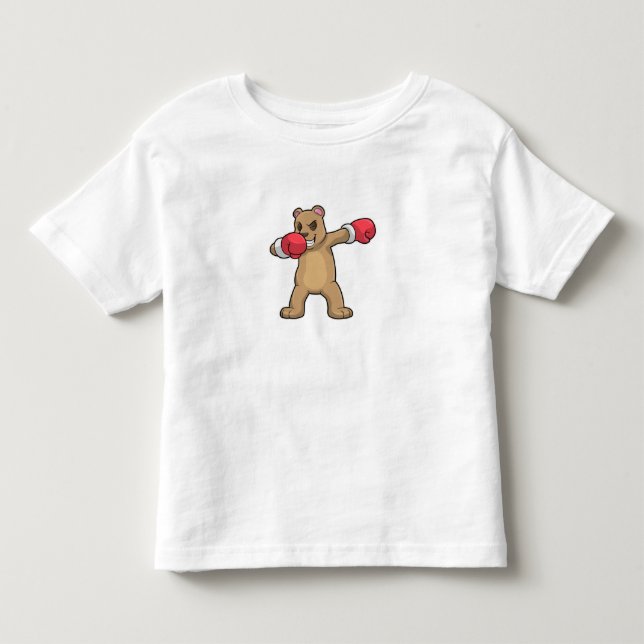 Bear as Boxer at Boxing & Hip Hop Dance Dab Toddler T-shirt (Front)