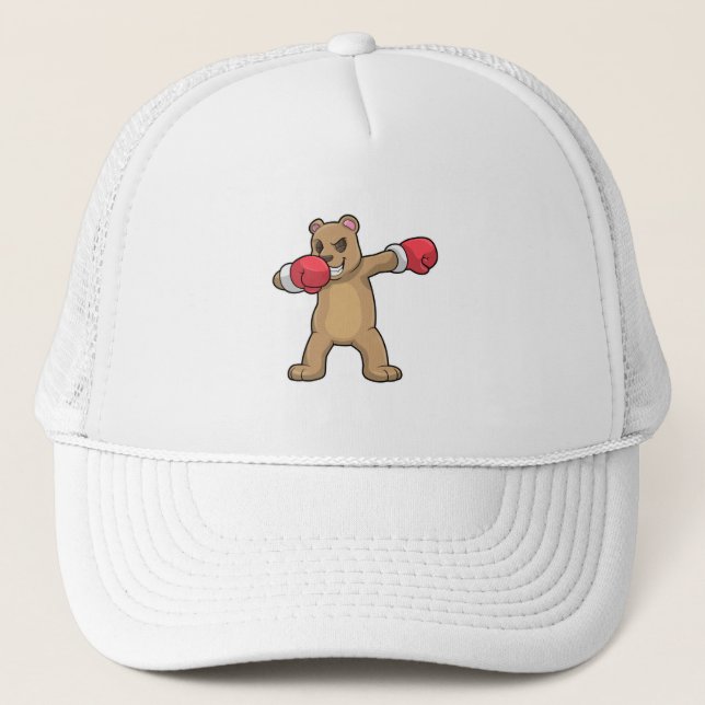 Bear as Boxer at Boxing & Hip Hop Dance Dab Trucker Hat (Front)