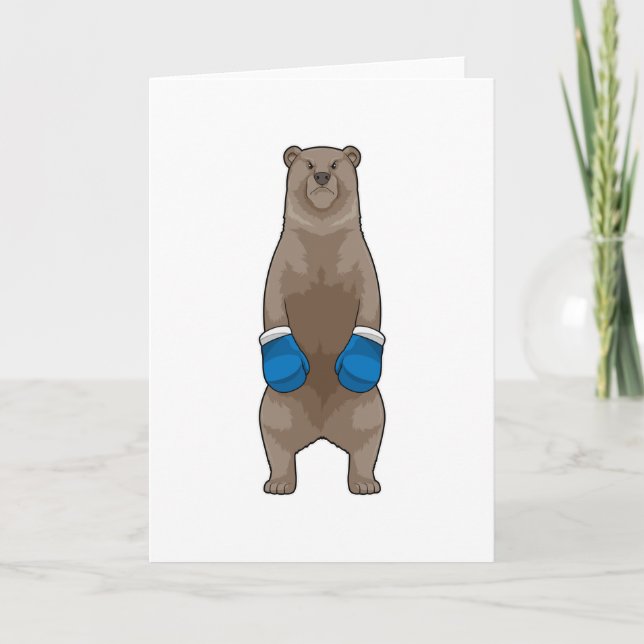 Bear as Boxer with Boxing gloves Card (Front)