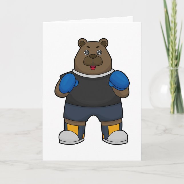 Bear as Boxer with Boxing gloves Card (Front)
