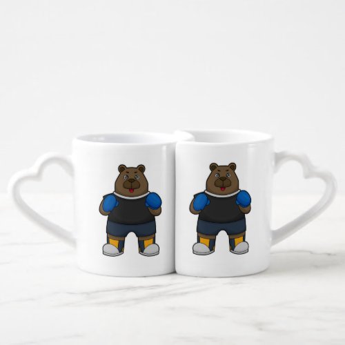 Bear as Boxer with Boxing gloves Coffee Mug Set