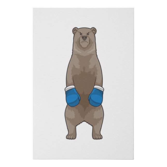 Bear as Boxer with Boxing gloves Faux Canvas Print (Front)