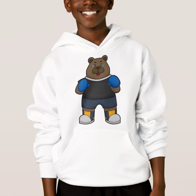 Bear as Boxer with Boxing gloves Hoodie (Front)