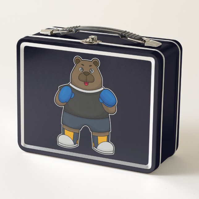 Bear as Boxer with Boxing gloves Metal Lunch Box (Front)