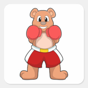 Bear as Boxer with Boxing gloves Square Sticker