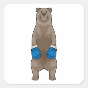 Bear as Boxer with Boxing gloves Square Sticker