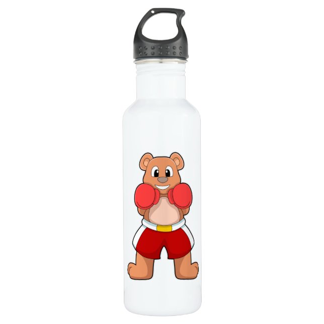 Bear as Boxer with Boxing gloves Stainless Steel Water Bottle (Front)