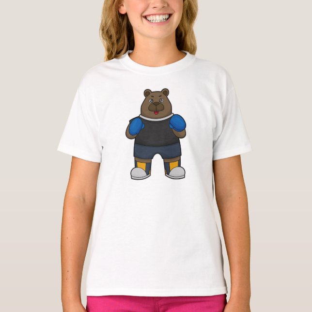 Bear as Boxer with Boxing gloves Toddler T-shirt (Front)