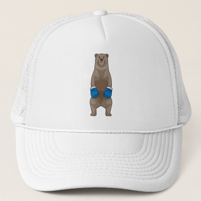 Bear as Boxer with Boxing gloves Trucker Hat (Front)