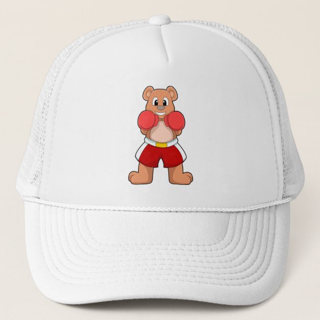 Bear as Boxer with Boxing gloves Trucker Hat (Front)