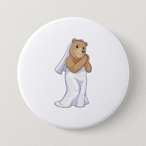 Bear as Bride with Veil Button