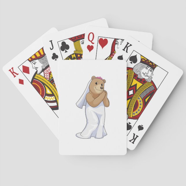 Bear as Bride with Veil Poker Cards (Back)