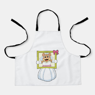Bear as Bride with Wedding dress & Picture Frame.p Apron