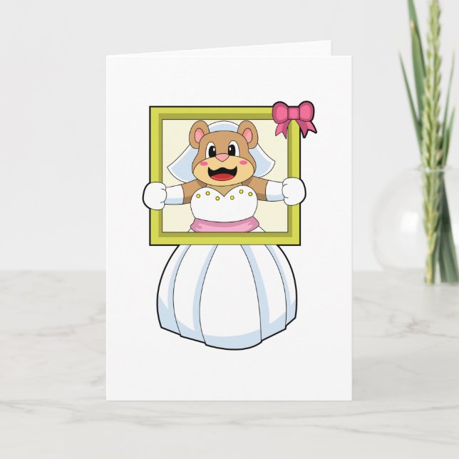 Bear as Bride with Wedding dress & Picture Frame.p Card (Front)