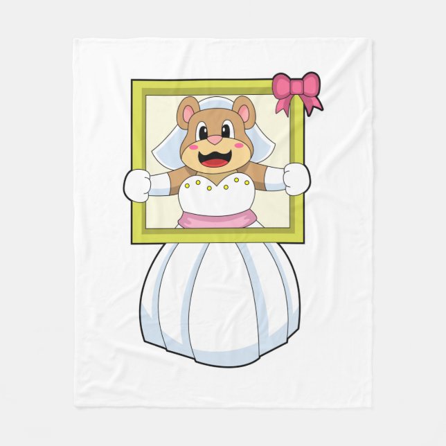 Bear as Bride with Wedding dress & Picture Frame.p Fleece Blanket (Front)