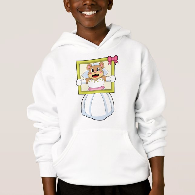 Bear as Bride with Wedding dress & Picture Frame.p Hoodie (Front)