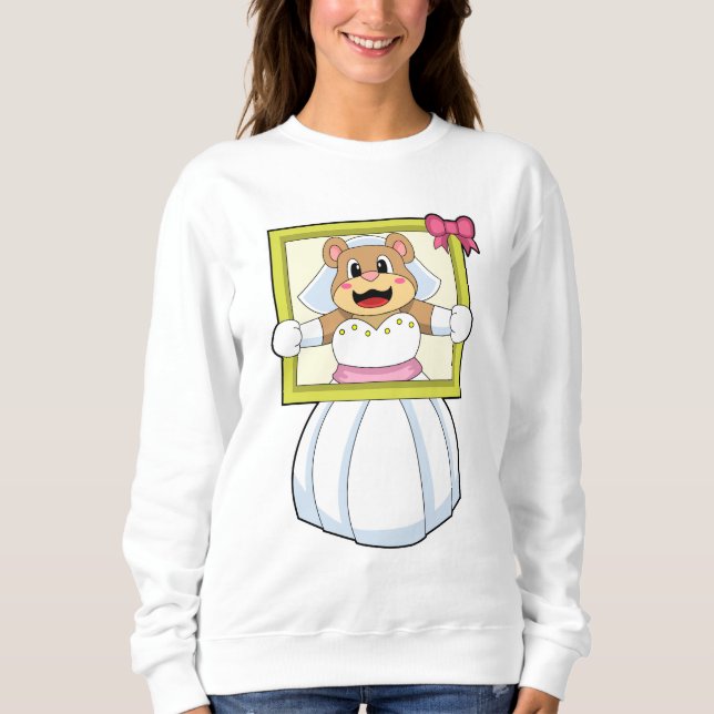 Bear as Bride with Wedding dress & Picture Frame.p Sweatshirt (Front)