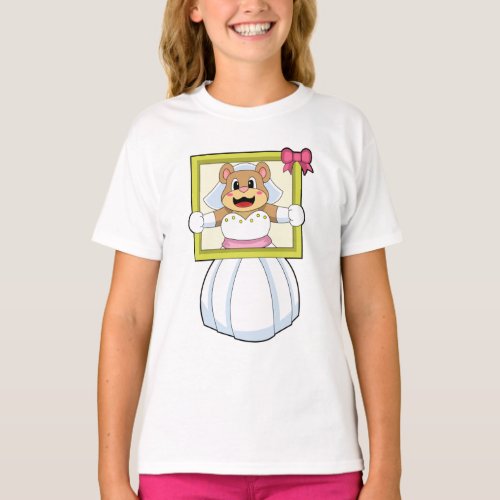 Bear as Bride with Wedding dress  Picture Framep T_Shirt