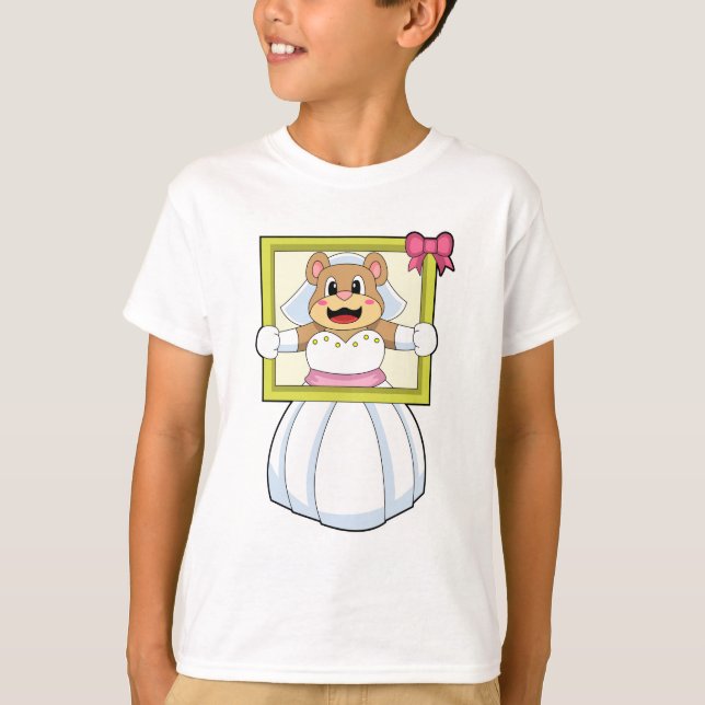 Bear as Bride with Wedding dress & Picture Frame.p T-Shirt (Front)