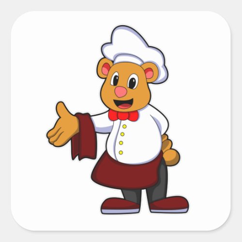 Bear as Cook with a Chefs hat Square Sticker